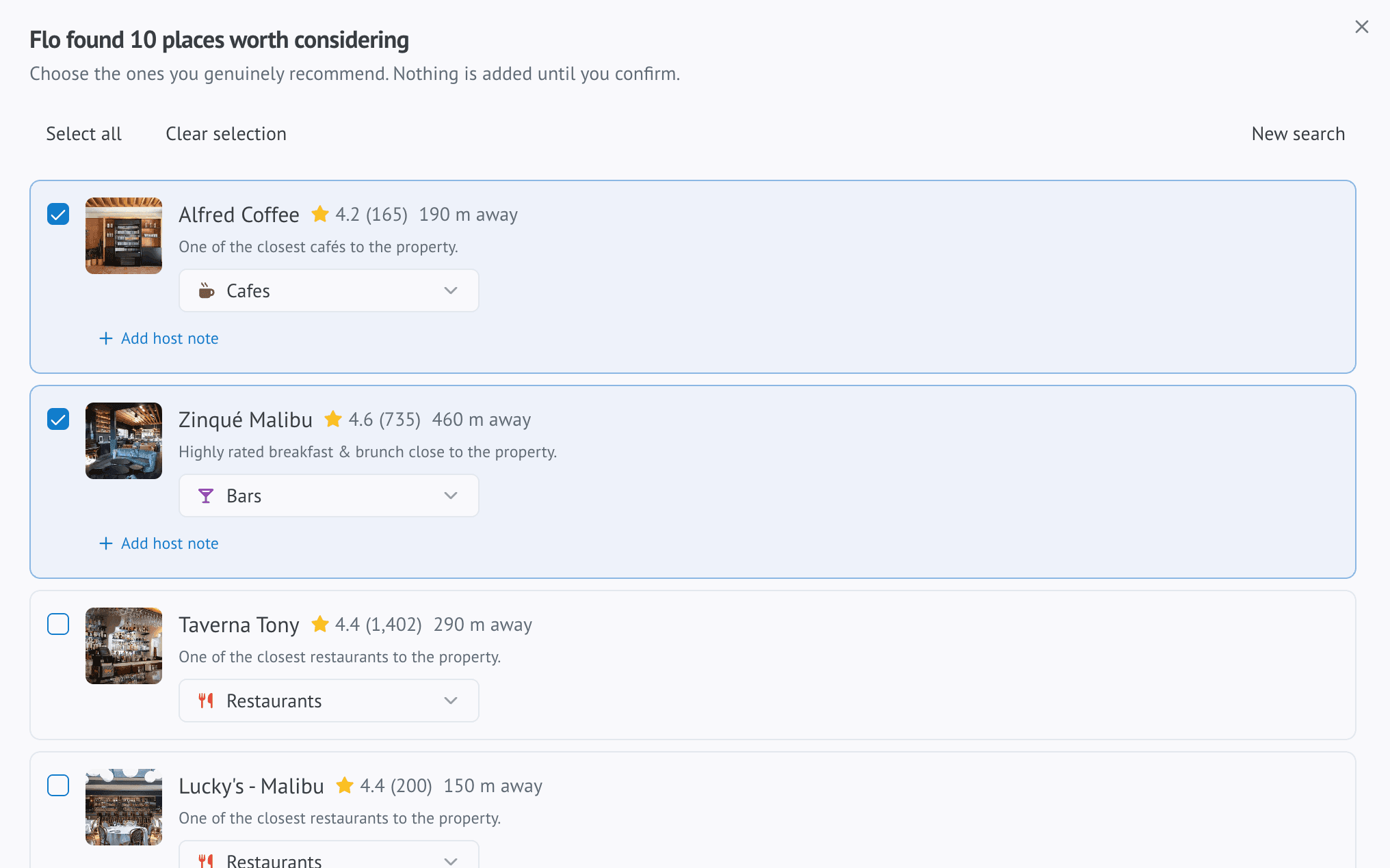 Flo Places — Finds useful nearby recommendations.