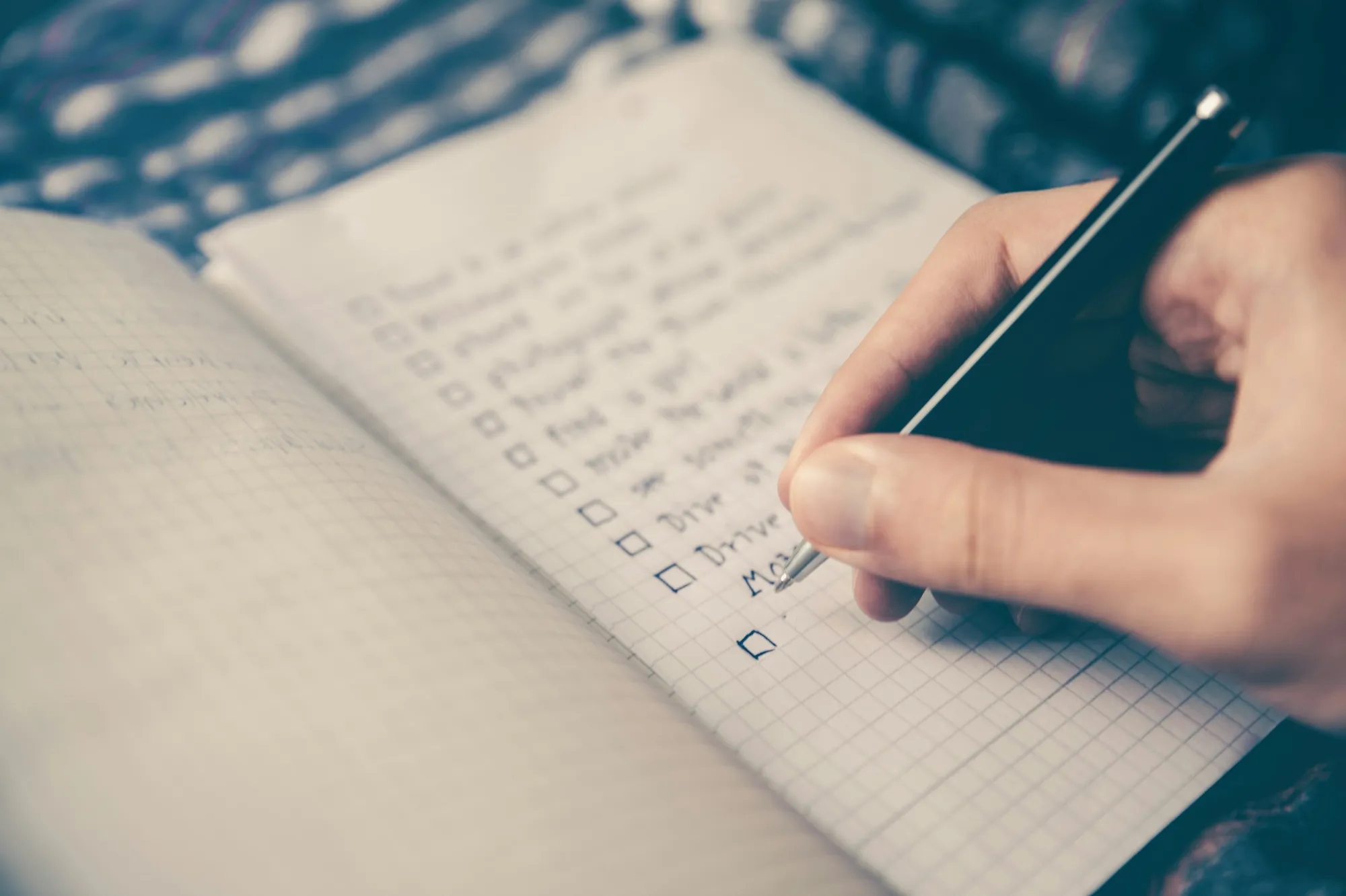 A clipboard checklist on a clean desk