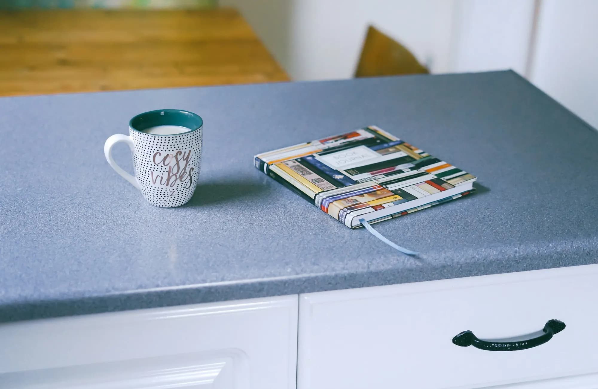 A manual booklet on a kitchen counter