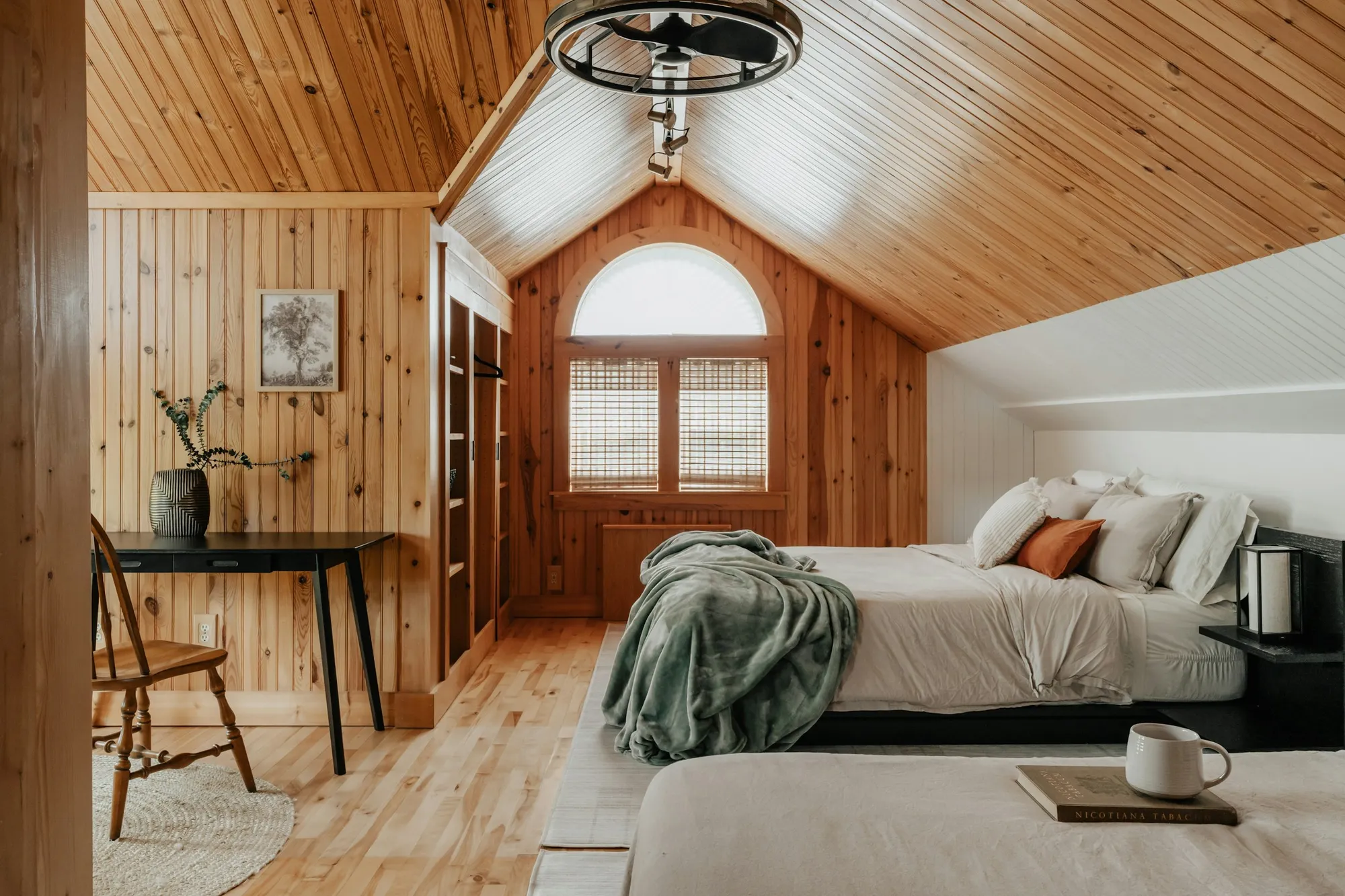 A styled bedroom interior in a holiday rental