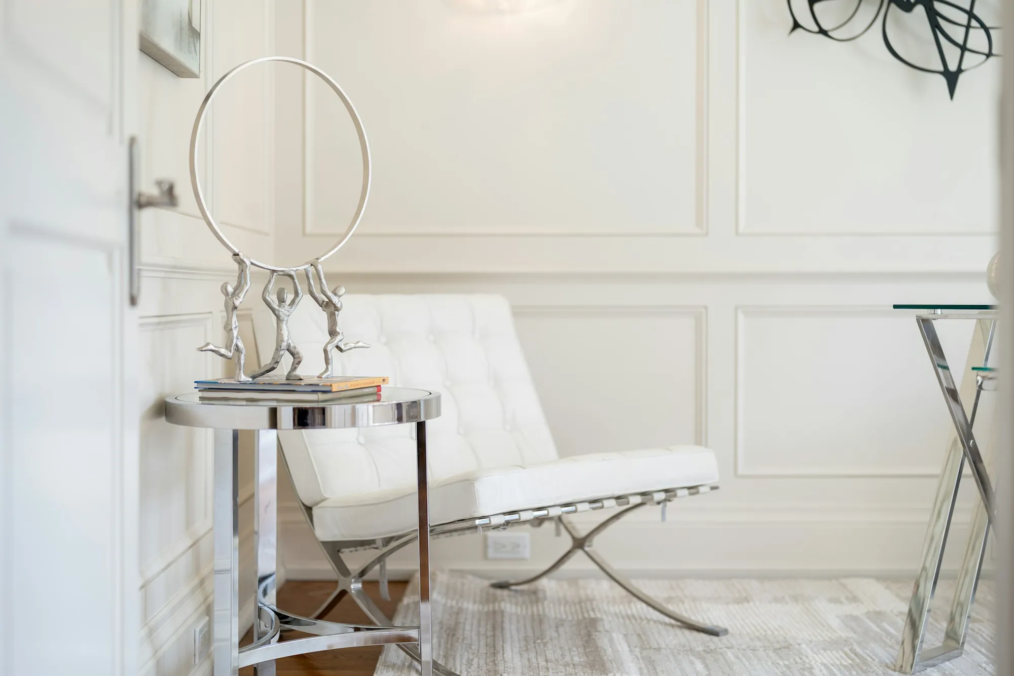 A smartphone camera photographing a stylish interior