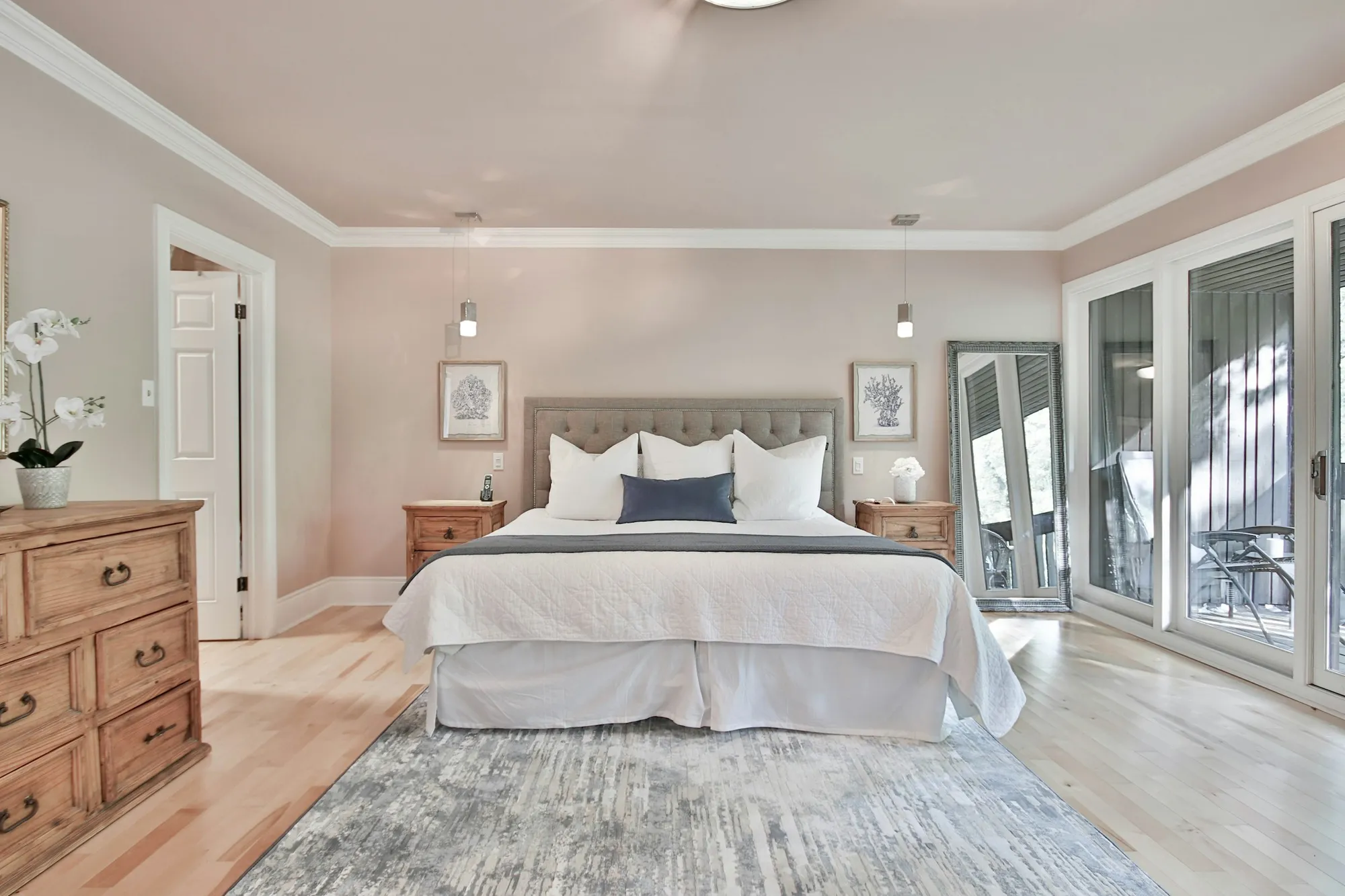 A styled bedroom interior in a holiday rental